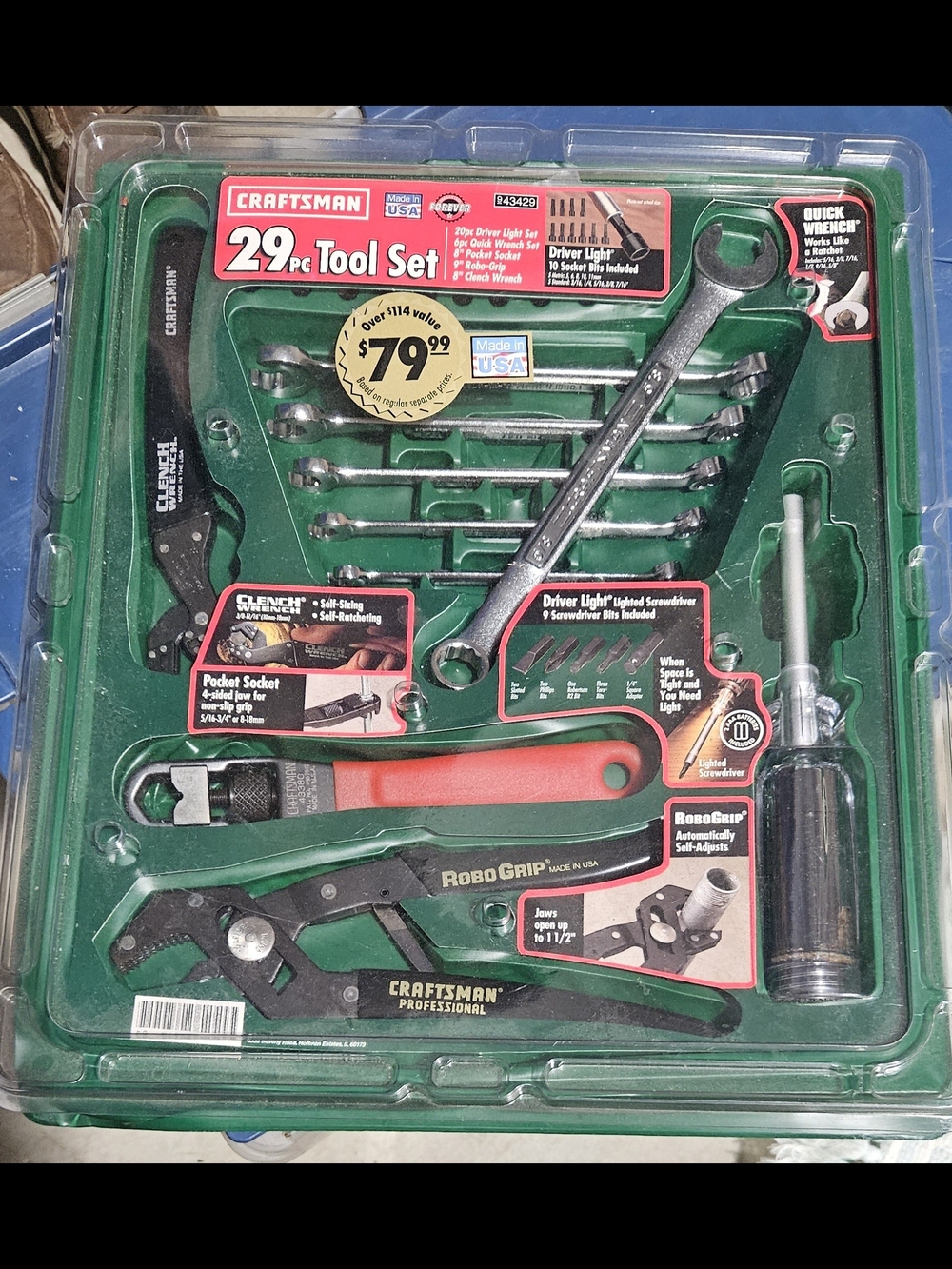Vintage Craftsman 29pc Tool Set - Green/Red/Black